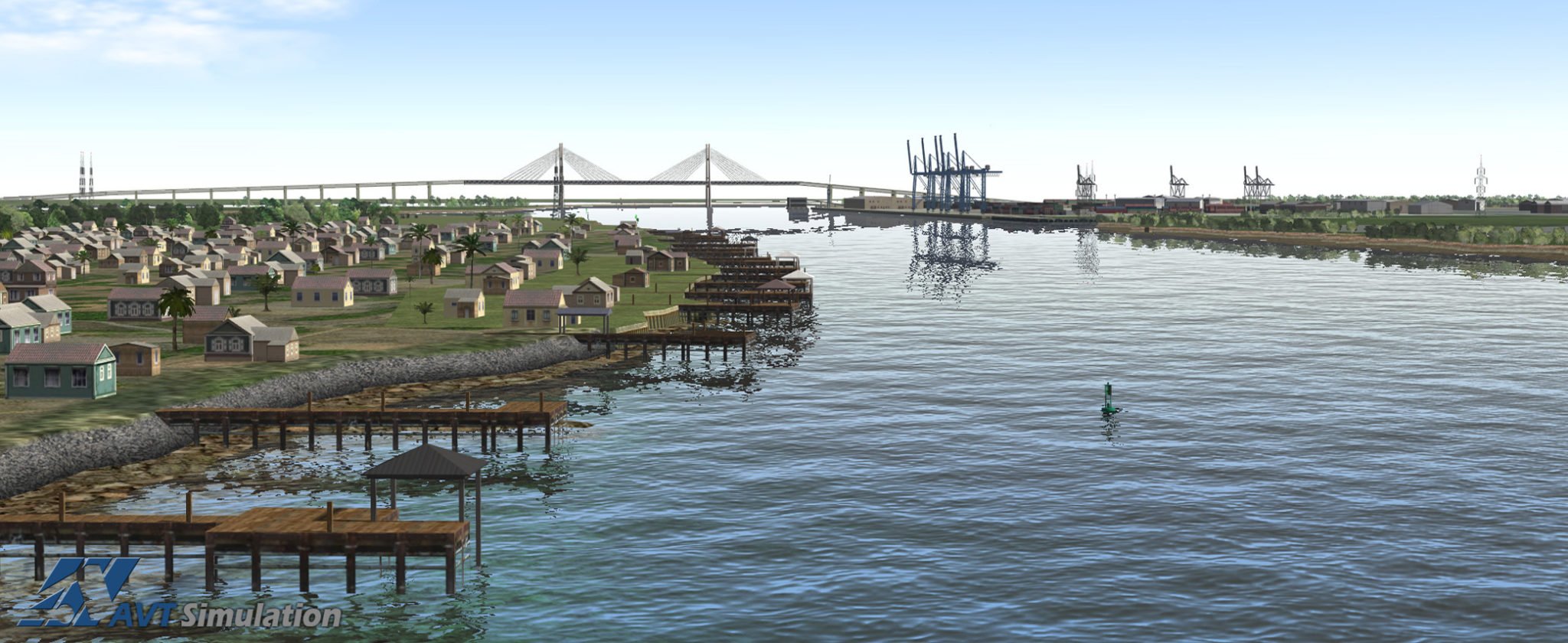 MaritimePorts_0008s_0004_Mayport5_Simulation 3D model screen capture of Maritime ports with town with AVT logo in bottom left