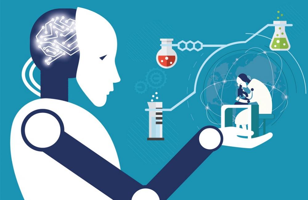 Cartoon Depiction of an AI Medical Chatbot